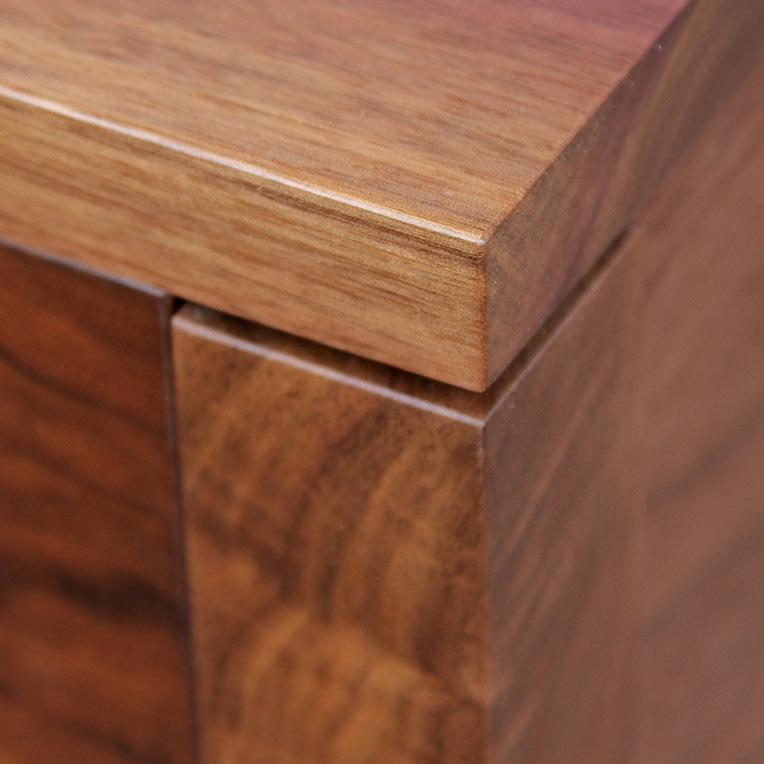 Burr Walnut bedside table detail