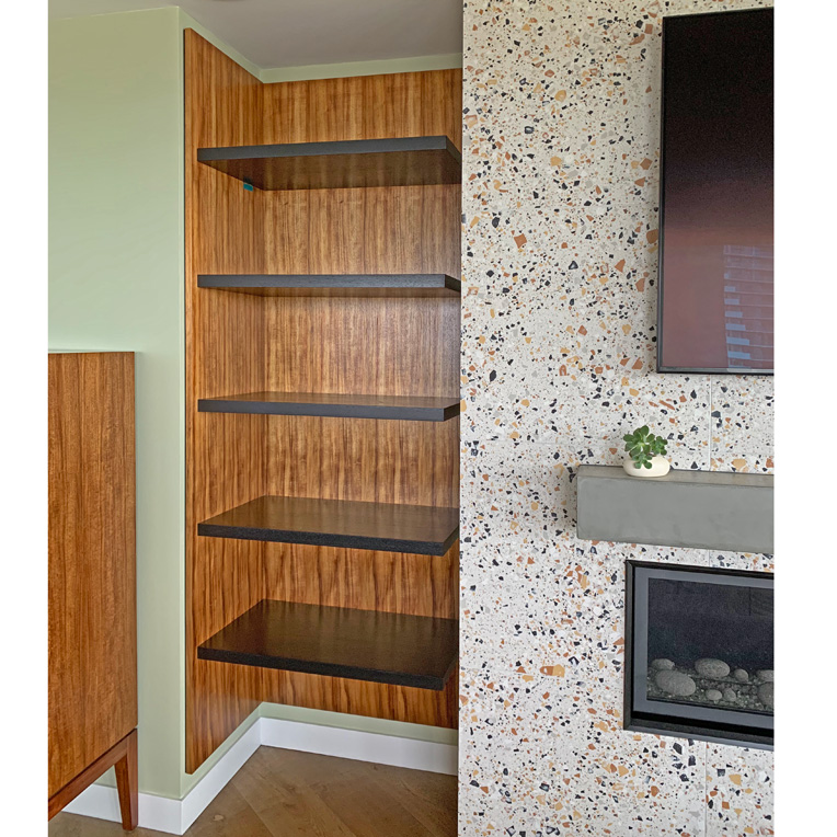 Built in Blackwood shelving unit